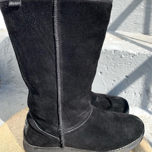 Tall sketcher furry boots blacks size 10 - Picture 1 of 8